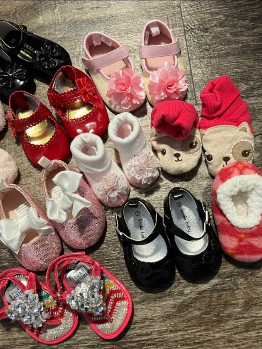 Assorted Baby Girls Shoe Lot - Pink, Red, Black, Cream
